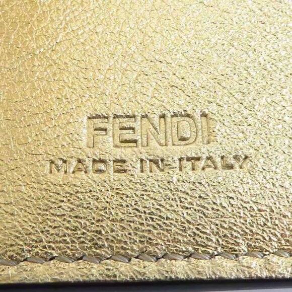 Auth FENDI Trifold Wallet Compact Wallet Gold Leather - e59960g - Picture 7 of 8
